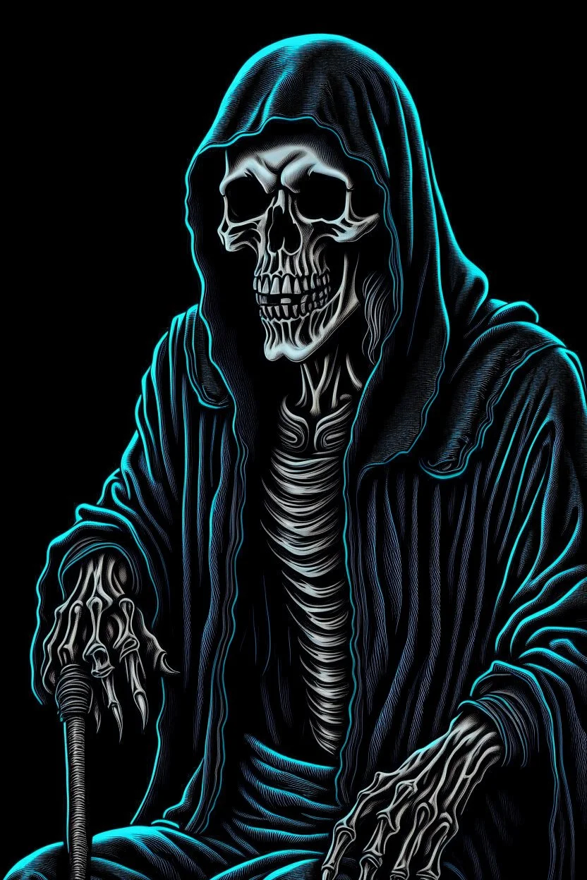 ultra high image quality, Grim Reaper, WEARING A 3 PIECE SUIT, POSED FOR DOLLAR BILL PORTRAIT, LINE TONE, WSJ STYLE, HEDCUT, Close-up of an set against AMOLED-worthy pure black backdrop, fantasy art style infused with filter, tailored for vertical wallpaper, exclusive design with no duplicates, radiating beauty suitable for a PC screen image, vivid colors, ultra fine, digital painting.