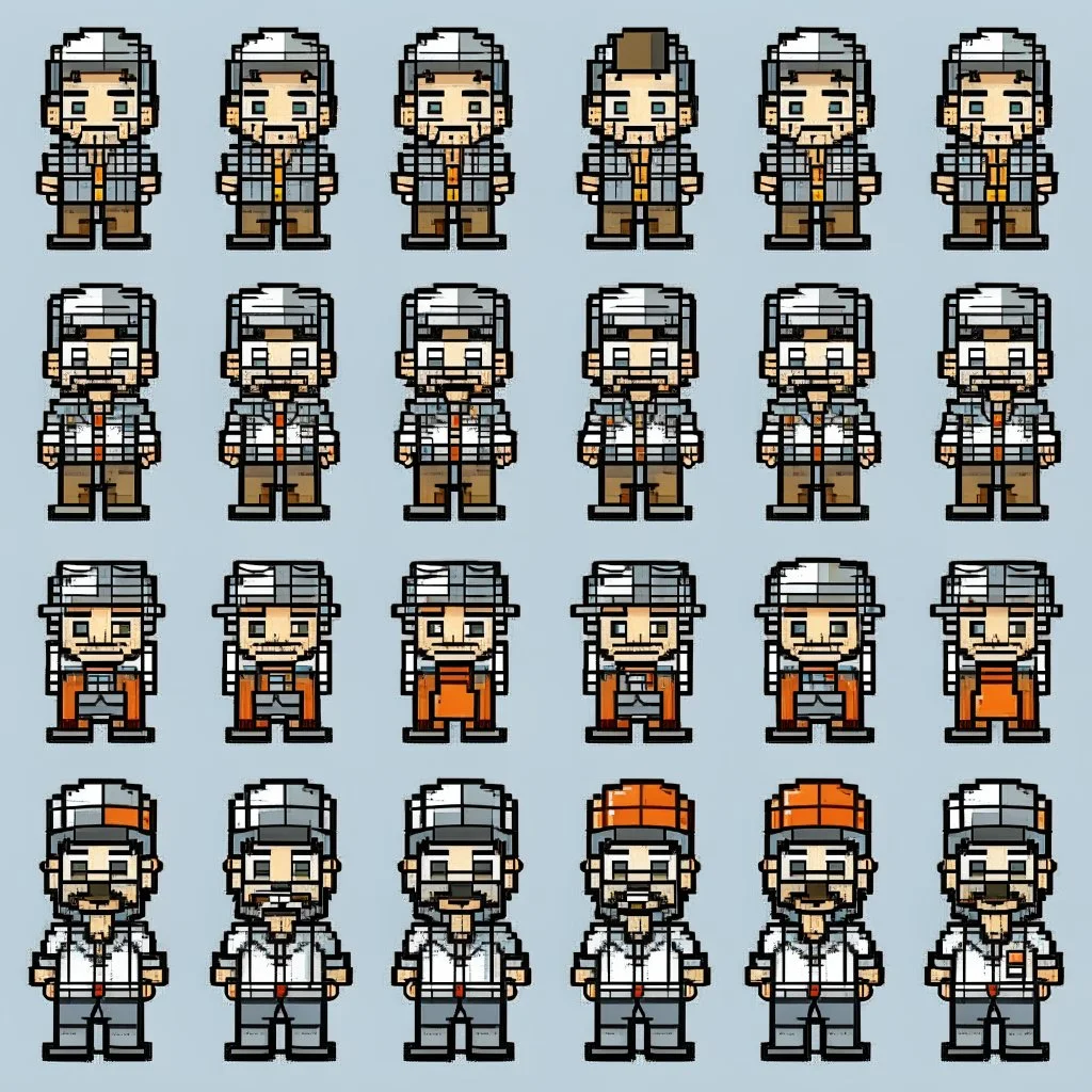 sprite sheet character, Prison Architect style