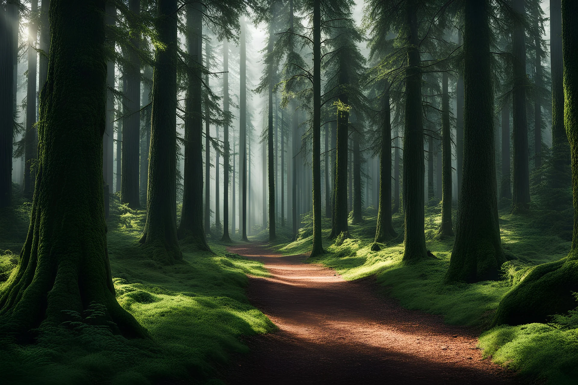 A photo of a forest where all the trees have eyes and can walk. photorealistic. Realistic. Cinematic.