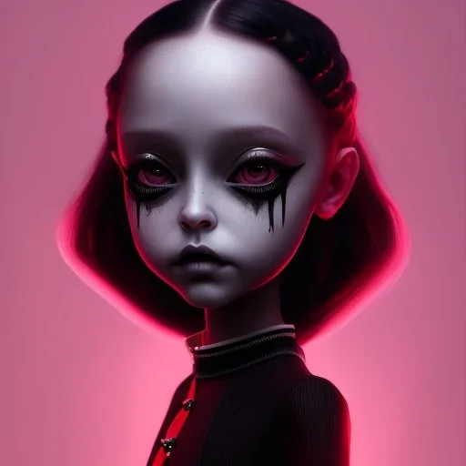 Jenna ortega with wednesday addams black dress,soft goth libstick, wednesday addams make up, overknee socks, dramatic lighting, highly detailed oil painting, volumetric lighting