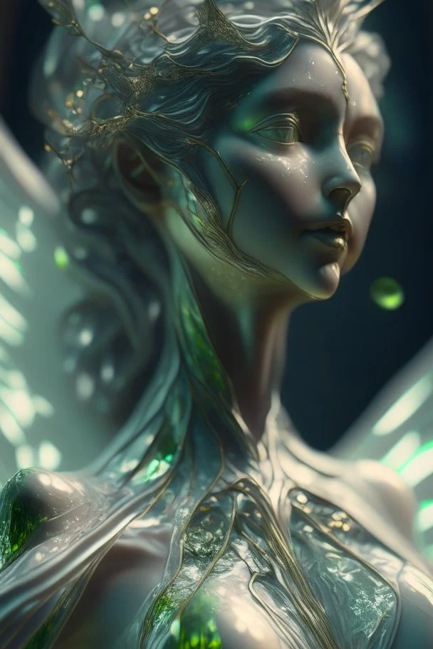 transparent olivine marble beauty queen Seraph, high detail, 8k, cinematic, depth of field, art