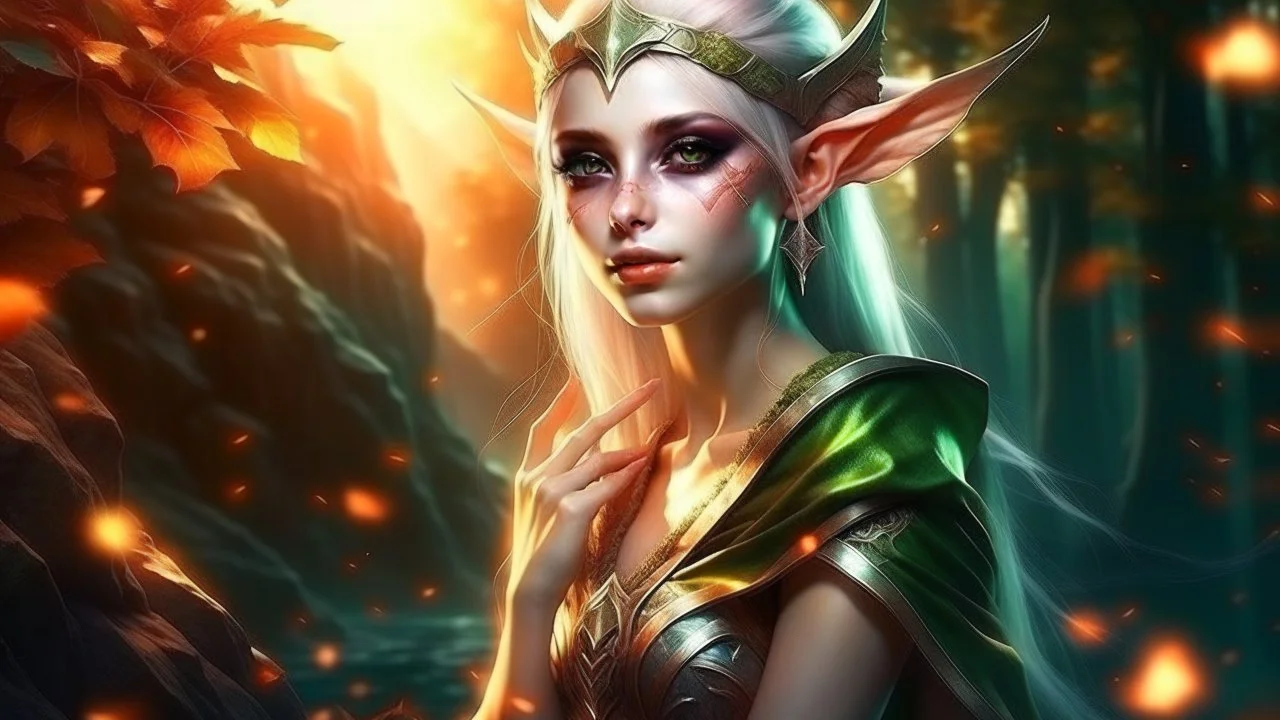 Cover in fantasy style. Elf girl. Write text ERAZE