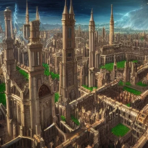 H Gothic city hyper detailed, fe,fantasy art