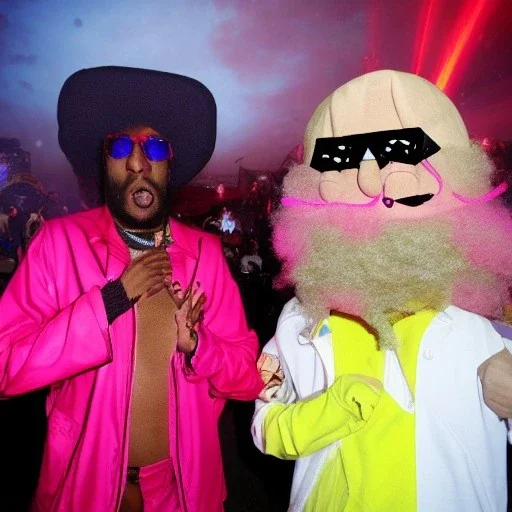 Funkadelic Larry David and an anthropomorphic hamburger take MDMA at a rave