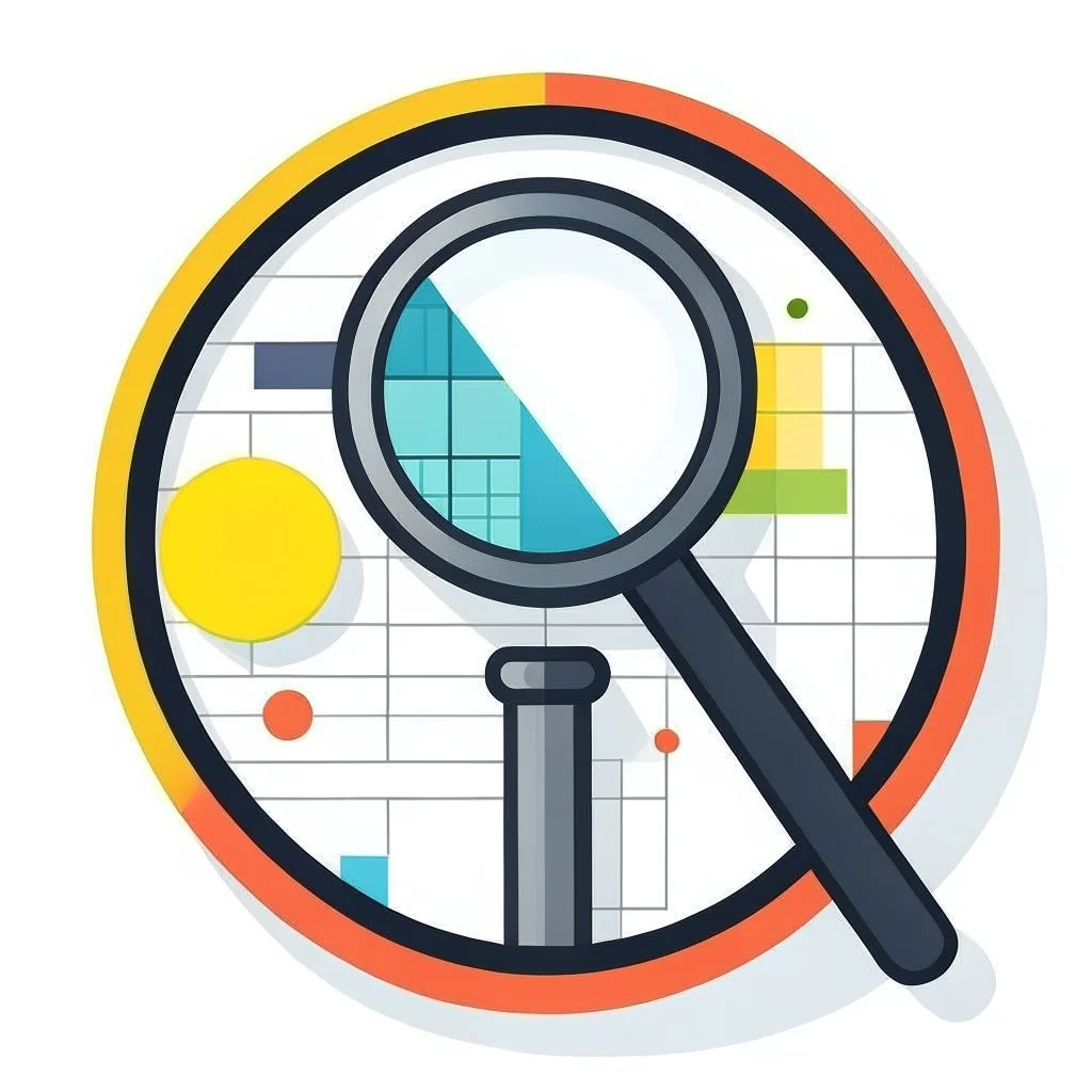 round svg logo charts magnifier