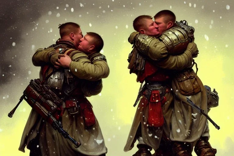 "close up on A ucrain soldier and Russian soldier hug each other in a beautiful house,fireplaceChristmas tree,gift,Christmas gift, Christmas decorations,Christmas tree" 8k resolution concept art by Greg Rutkowski dynamic lighting hyperdetailed intricately detailed Splash art trending on Artstation triadic colors Unreal Engine 5 volumetric lighting Alphonse Mucha WLOP Jordan Grimmer orange and teal"