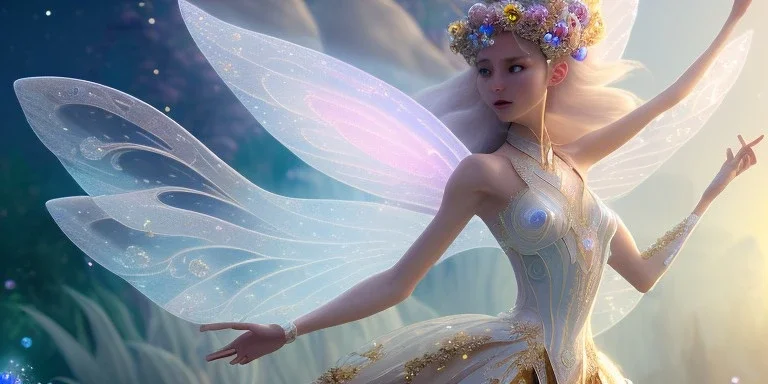 crystal subtle flower in a galactic ambiance beautiful fairy, transparent, delicate colors, in the foreground, full of details, smooth，soft light atmosphere, light effect，vaporwave colorful, concept art, smooth, extremely sharp detail, finely tuned detail, ultra high definition, 8 k, unreal engine 5, ultra sharp focus