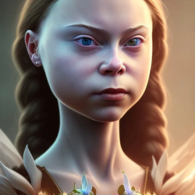  Greta Thunberg portraitfae, sidhe, ominous, nature, orchids, dnd character portrait, intricate, oil on canvas, insanely detailed, 16k resolution, retroanime style, perfect eyes, round pupil, cinematic smooth, intricate detail , soft smooth lighting, soft pastel colors, painted Renaissance style