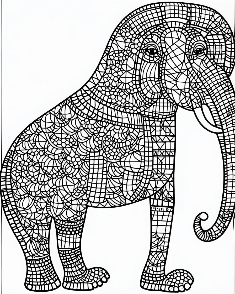 Mosaic animals Coloring Pages, no black color