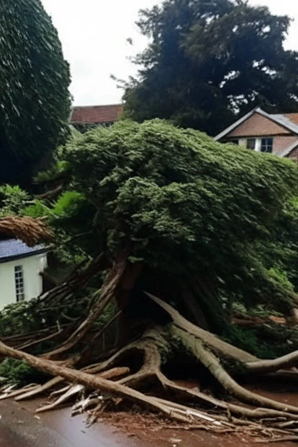 a fierce storm swept through the village, knocking down trees and causing chaos