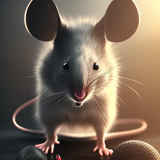 a mouse, made in octane, cinematic, ultra-realistic, extremely detailed octane rendering, 8K, VRAY Super Real ar 2:3, dof photorealistic futuristic 50mm lens hard lighting dark gray tintype photograph, realistic lighting, sepia color