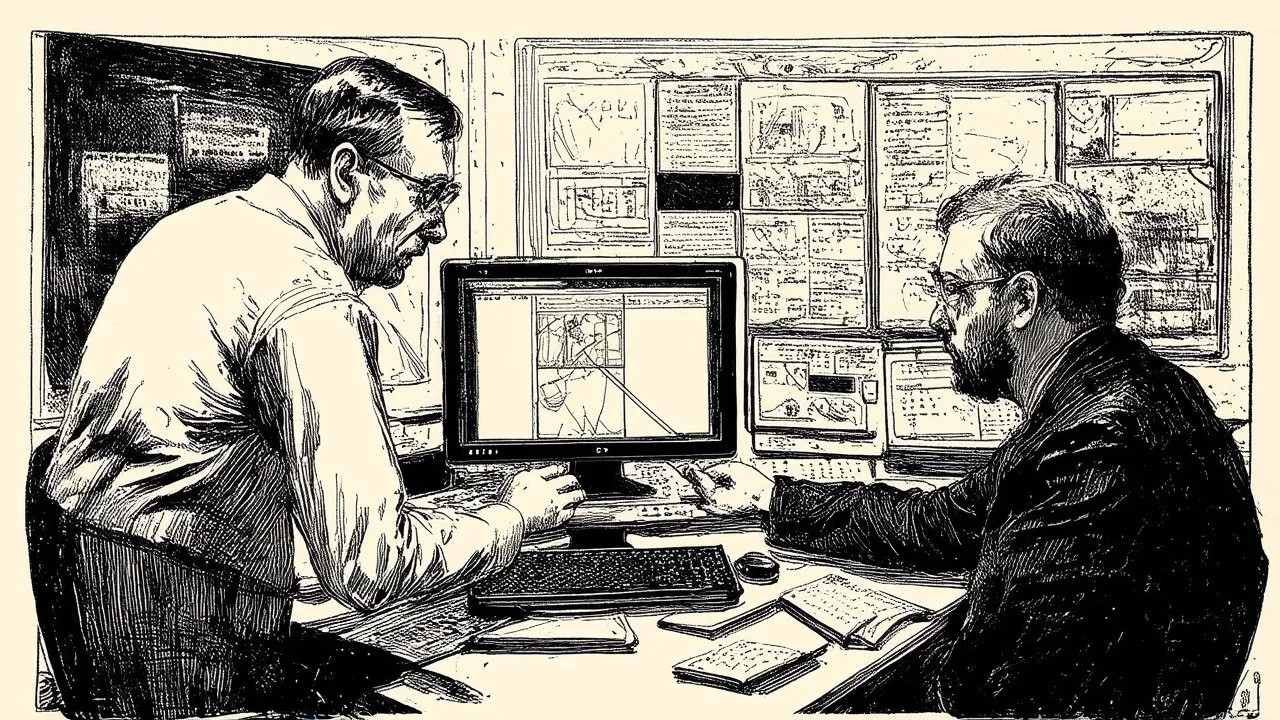 A shapeshifting mole in a holy transmission control room by Jackson Pollock and Henri de Toulouse-Lautrec | faded illustration