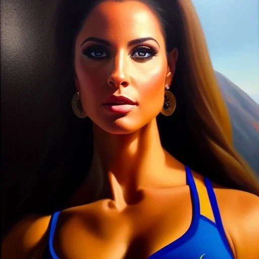 portrait of beautiful 'NPC- Fitness' painting by Brom , oil on canvas, cinematic composition, extreme detail,fit full head inside picture,8k