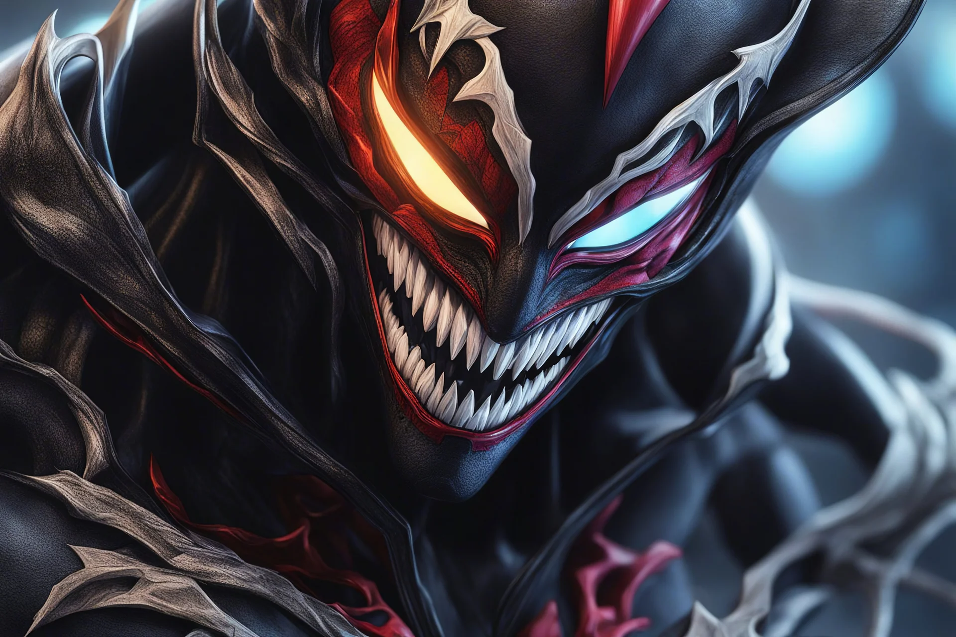 symbiote in 8k 80s anime drawing, shaco model, intricate details, highly detailed, high details, detailed portrait, masterpiece,ultra detailed, ultra quality