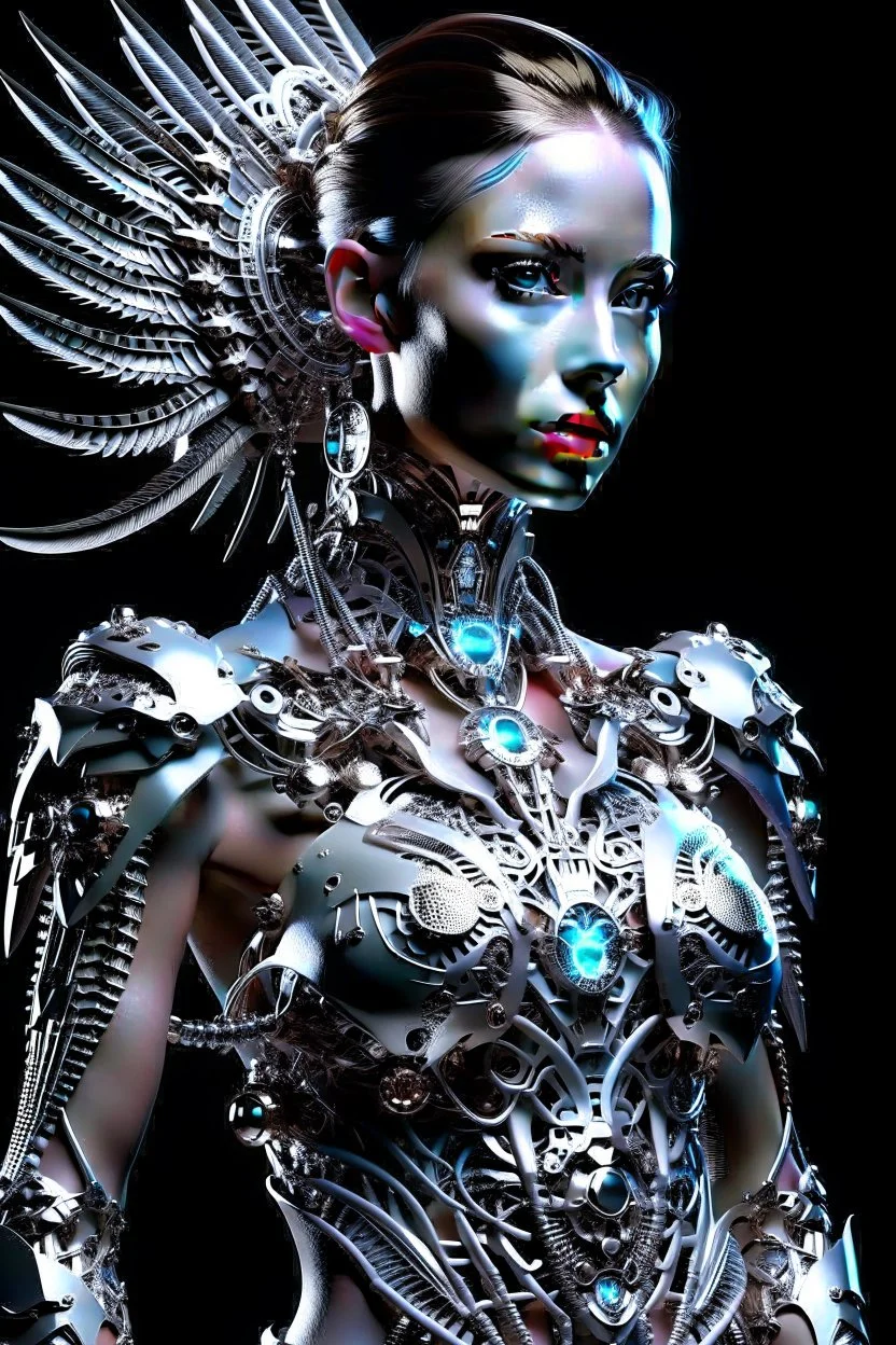 Beautiful Cyborg Angel full body jewelry diamonds