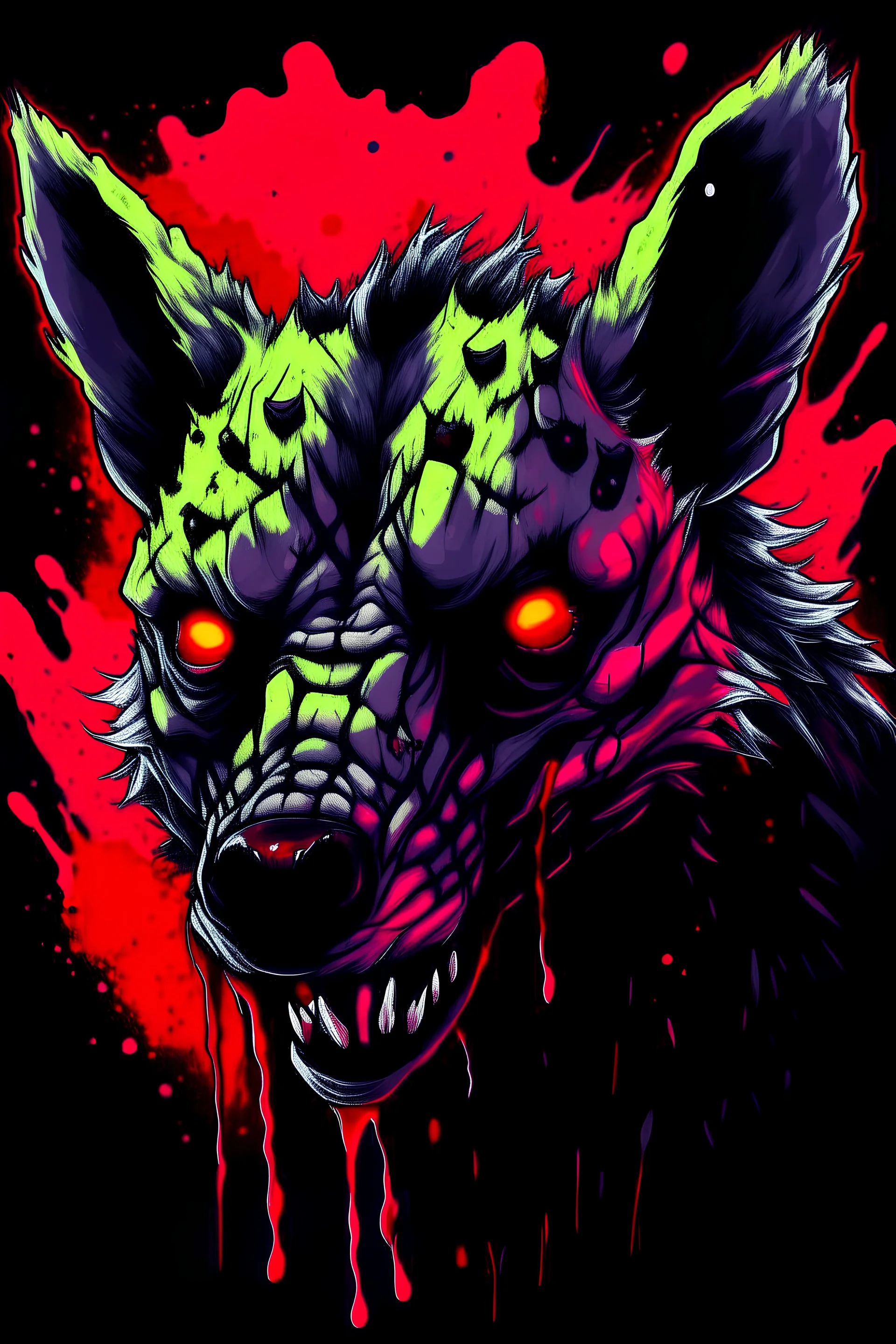 Hyena devil and blood