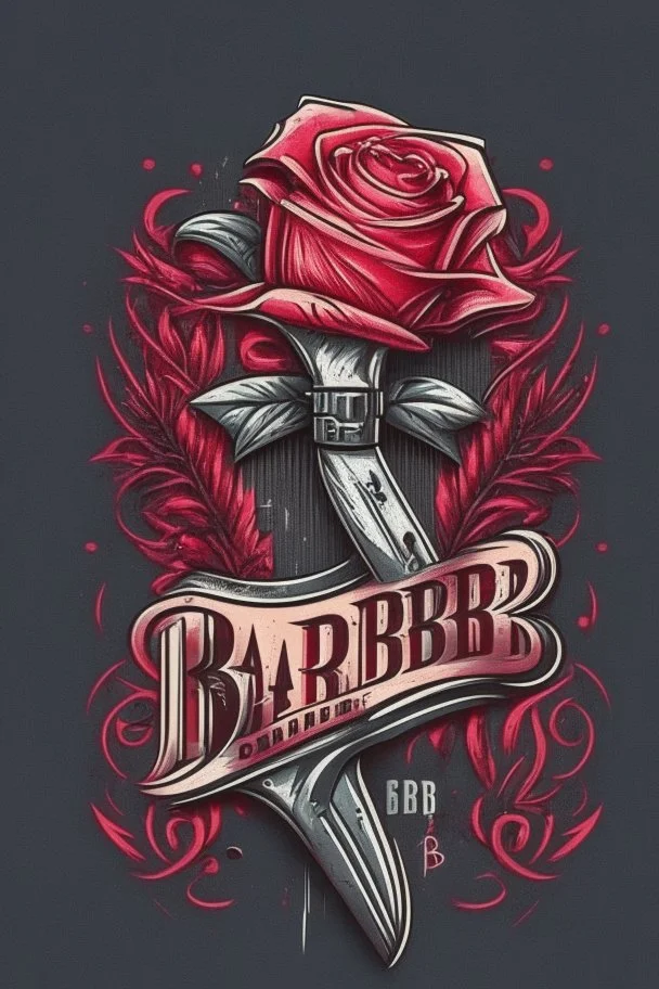 rose mit rasiermesser, haarschneidemaschine und diamant über schriftzug,firmenlogo für friseur barber, name soll SAMO THE BARBER sein, high quality, logo, graffitidesign