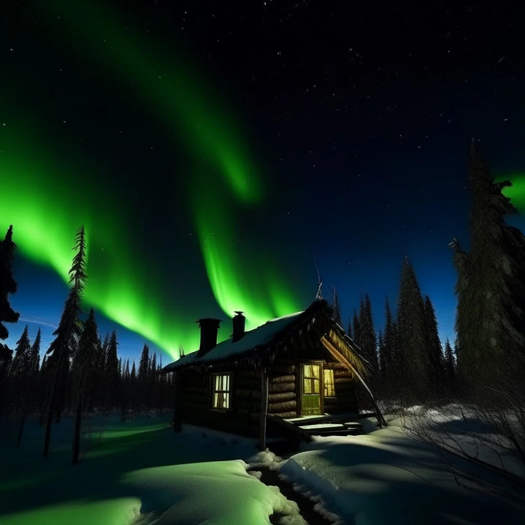 icy cabin aurora borealis