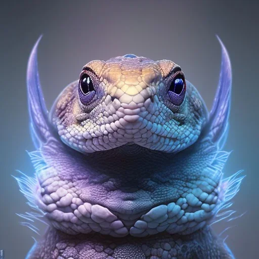 A beautiful portrait of a cute snake by sandra chevrier and, greg rutkowski and wlop, purple blue color scheme, high key lighting, volumetric light, digital art, highly detailed, fine detail, intricate, ornate, complex, octane render, unreal engine, photorealistic