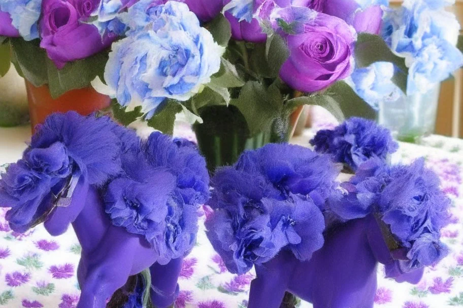 purple peonies and blue ponies