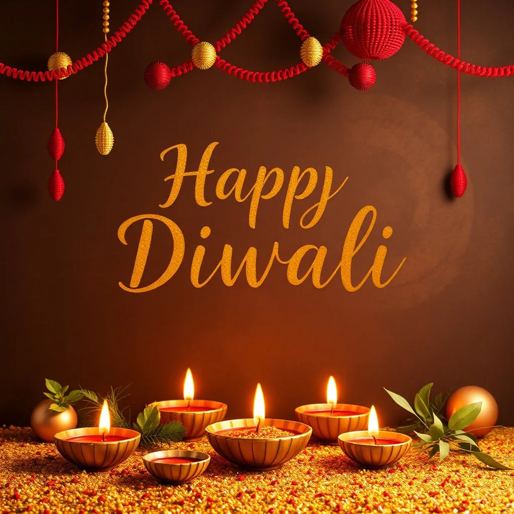 Diwali Celebration Decorations With Grunge Mroon And Golden Background.