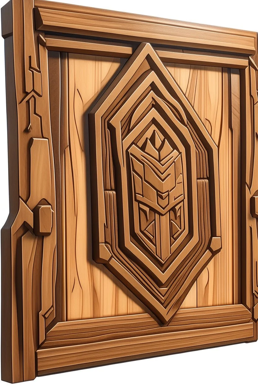 a wooden headboard with a fortnite theme carved into it, no background