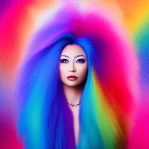 Full body portrait, painting, medium shot lady background volumetric rainbow hair filigree