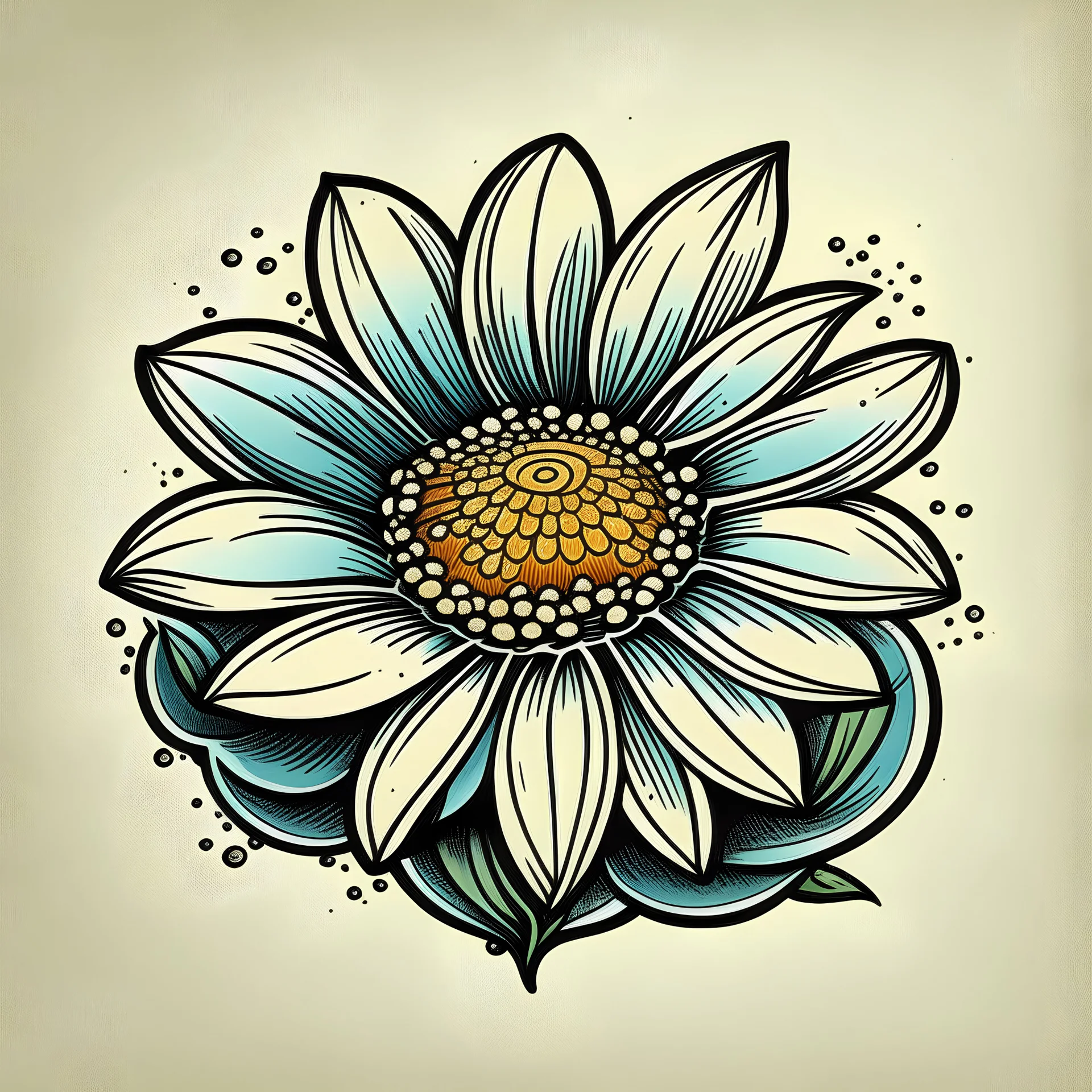 Old School Tattoo design featuring a white daisy flower