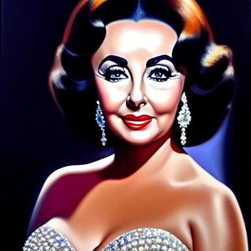 Ultra detailed fullbody Portrait in oil on canvas of ElizaBeth Taylor ,extremely detailed digital painting, extremely detailed face, crystal clear eyes, mystical colors ,perfectly centered image, perfect composition, rim light, beautiful lighting,masterpiece ,16k, stunning scene, raytracing, anatomically correct, in the style of Simon Bisley and uncannyknack and caravaggio and Seung Eun Kim and Steve Jung Jeehyung Lee.