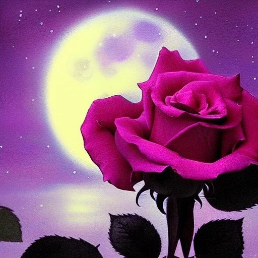 beauitful rose in moonlight