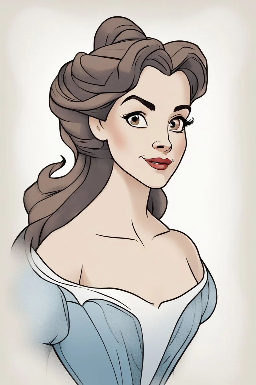 Belle from the movie "The Beauty and the Beast" on a light background