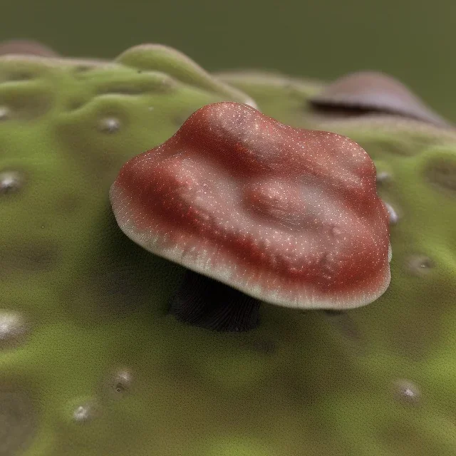 ein pilz von etwas unten, die lamellen sind sichtbar