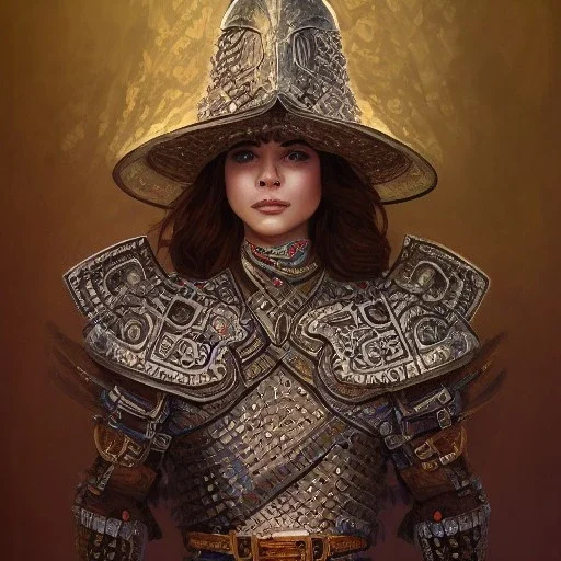 portrait,"Insanely detailed photograph of an armored mariachi warrior", highly intricate chainmail charo,colorful Sombrero,elegant, highly detailed D20, digital painting, artstation, concept art, smooth, sharp focus, illustration, art by artgerm and greg rutkowski and alphonse mucha, 8 k