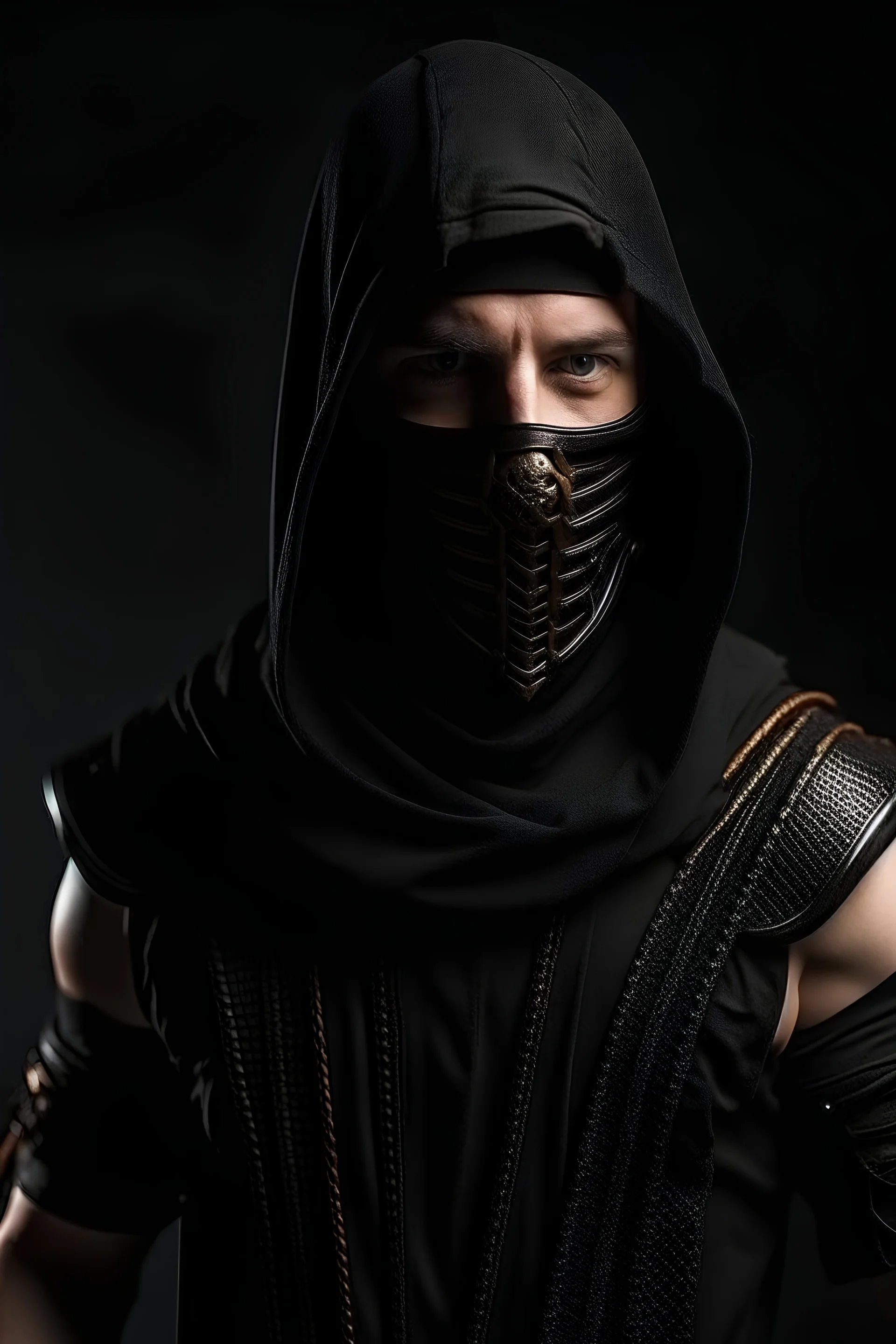 fantasy human fanatic cultist masked and with in a black vest