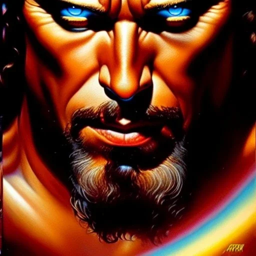 portrait oil on canvas,'Lord Jesus Christ',comic book cover, mystical colors,insanely detailed,realistic,intrincate detail, 16k resolution, masterpiece,Simon Bisley,Frank Frazetta,Alex Horley,ARTHUR ADAMS