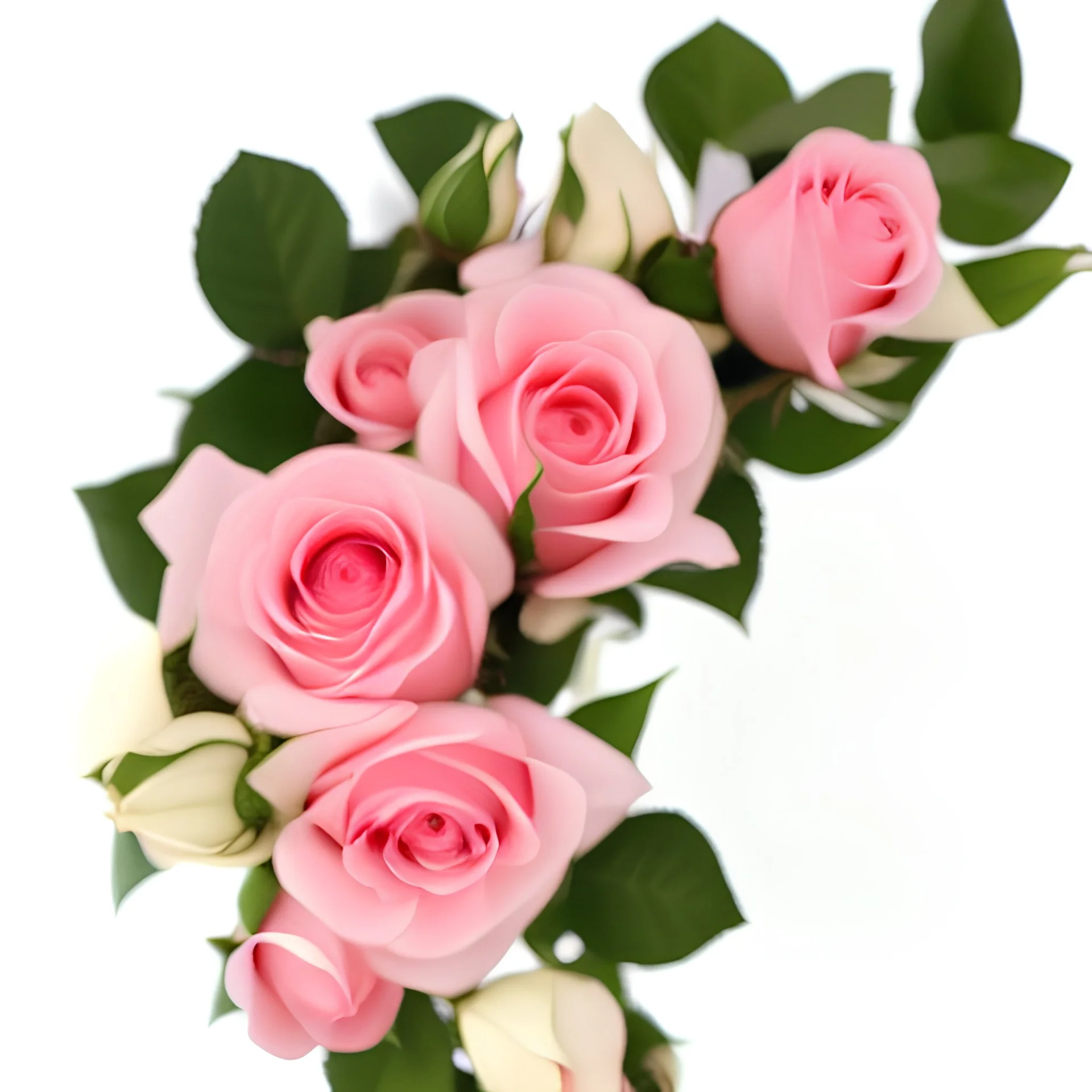 Pink roses, crisp detail, photograph