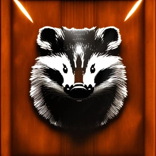 badger in the office, dark wooden furniture