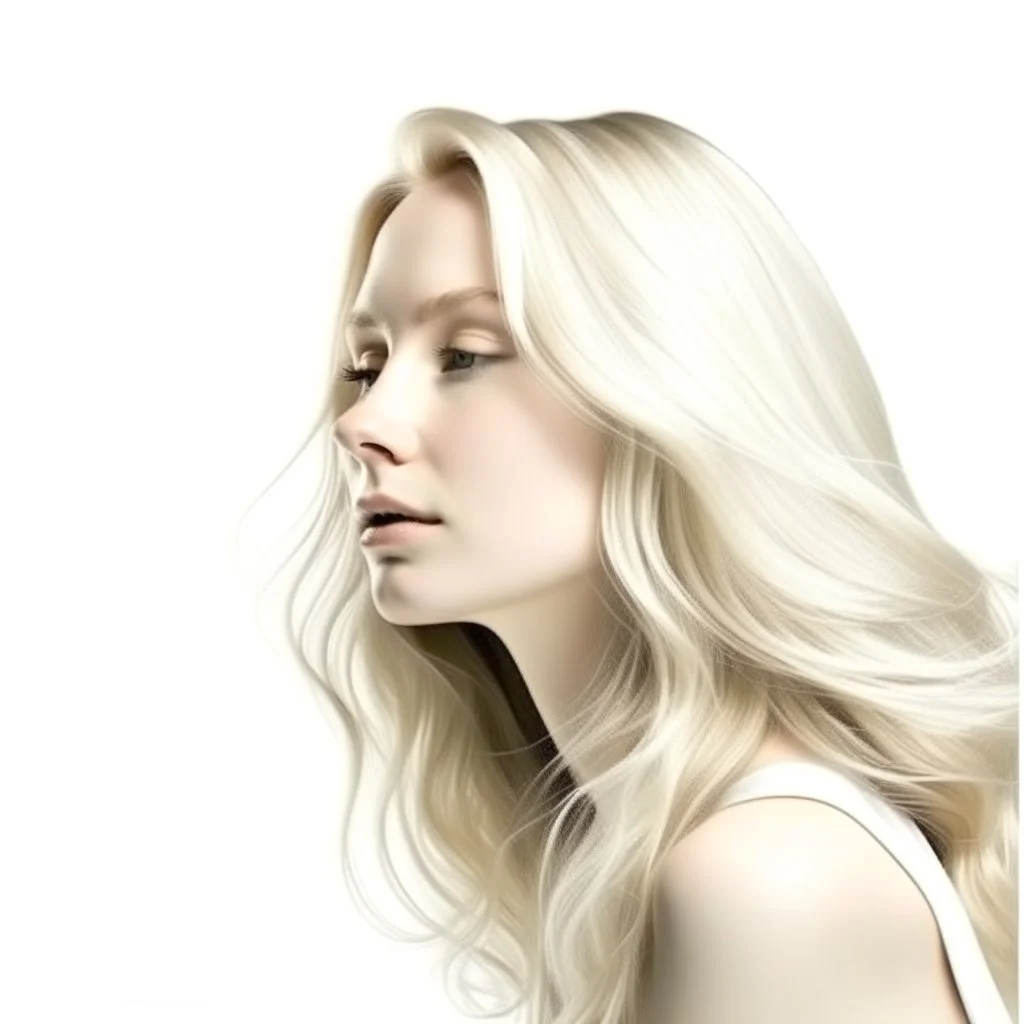 design of a blonde girl with a beautiful hair, soft skin, , sharpen image, white background