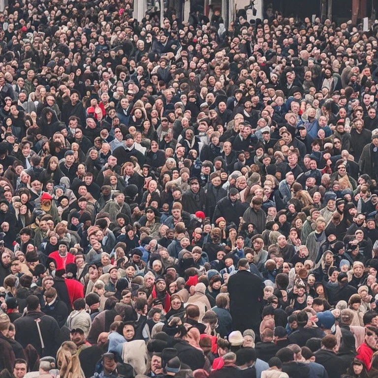 man in crowd