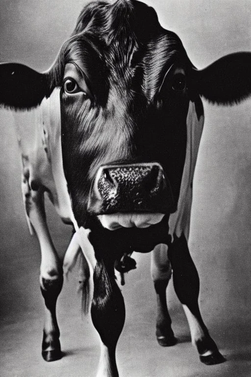 portrait of a cow in hr giger style but in the 1920s