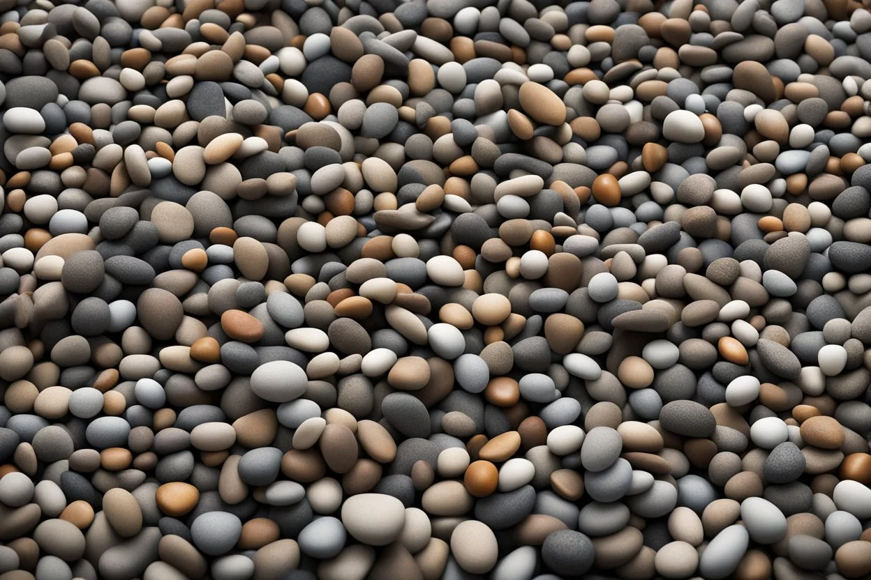 hundreds of pebbles and stones, floating in the air, clustered, no base, no ground, abstract, intricate details, RTX, smooth, matt, soft lighting, 135mm