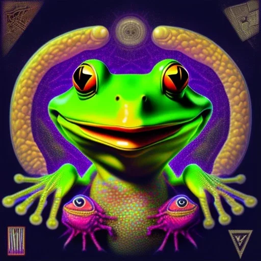 Family of frogs psychedelic