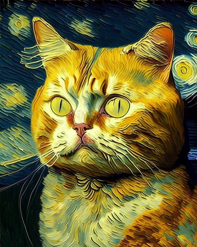 Portrait of a cat by Van Gogh