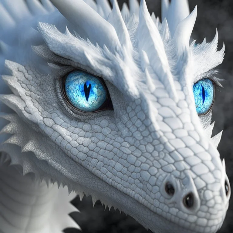 A white dragon with pleasant eyes