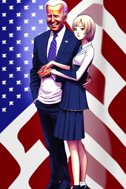 Joe Biden with an anime girl