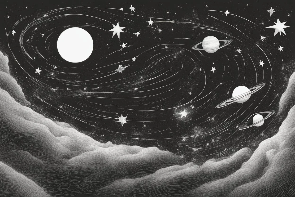 A drawing of stars in space