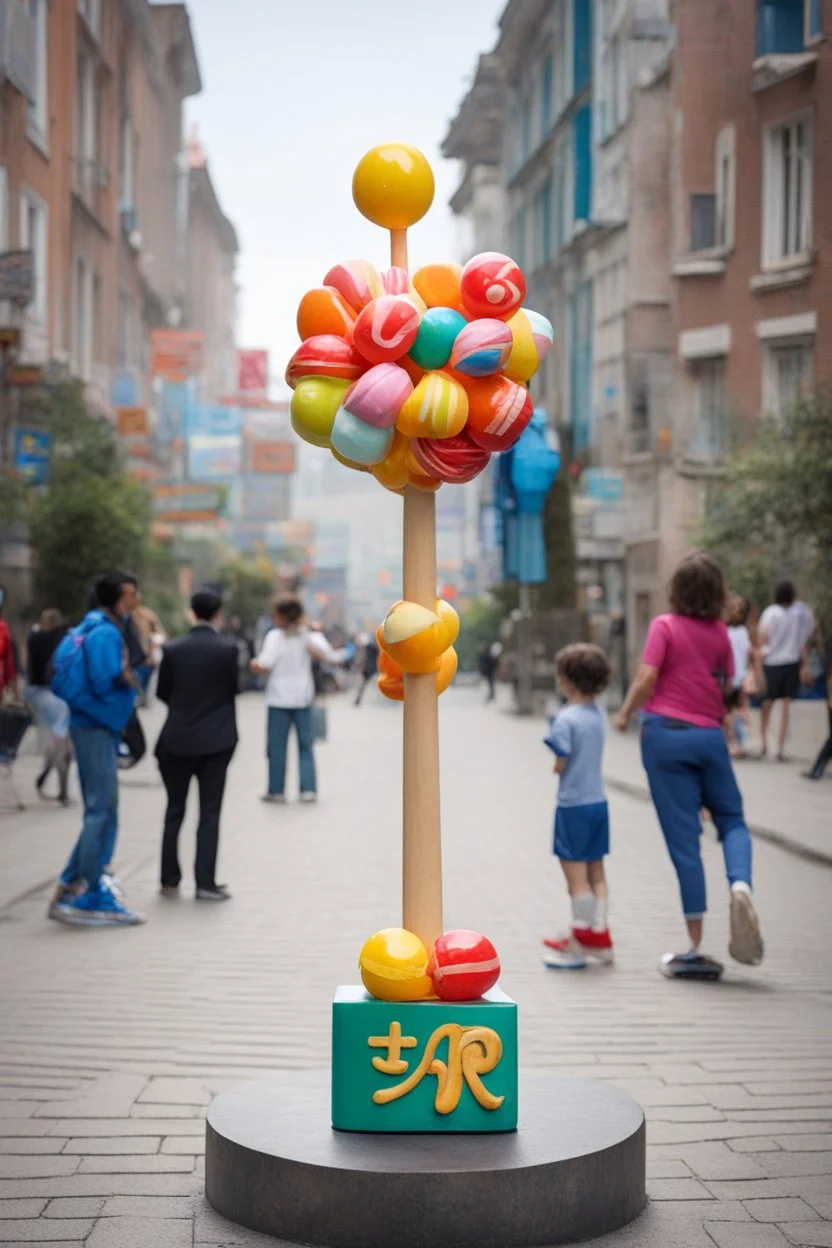 статуя на улице. “Чупа-чупс как учебник”: Палочка статуи может быть оформлена как “стопка” учебников, а на “леденце” будут проецироваться различные научные концепции.