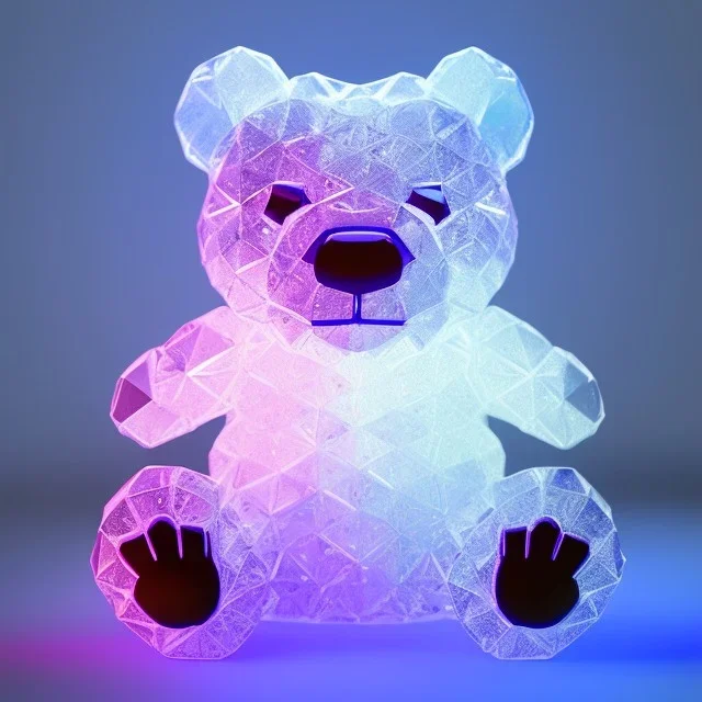 transparent multicolor crystal bear highly detailed, glowing