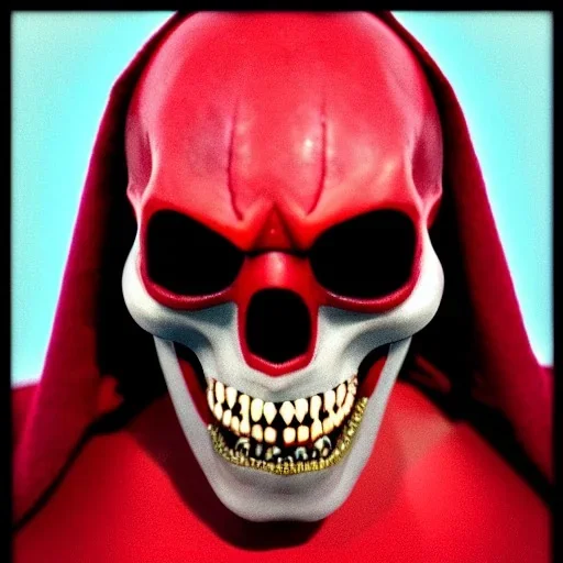 red skull of devil, teeth in nose, pixar style