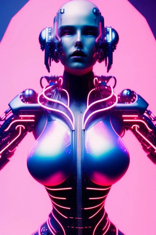 cyberpunk, pink latex body, women, body portrai, big boobs, highlight eyes perfect, skin, tron, cyborg, perfekt sexy, real, dream, hr giger